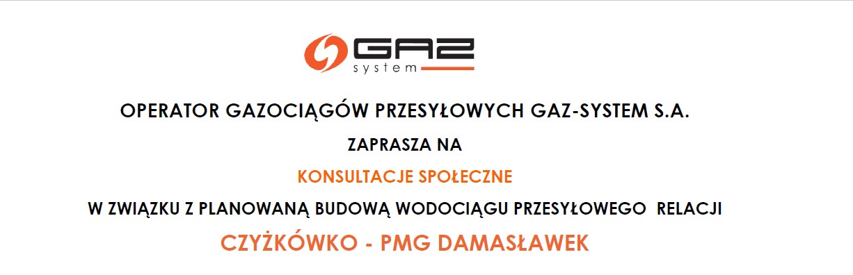 Konsultacje społeczne dla wodociągu przesyłowego wody relacji Czyżkówko – PMG Damasławek. 